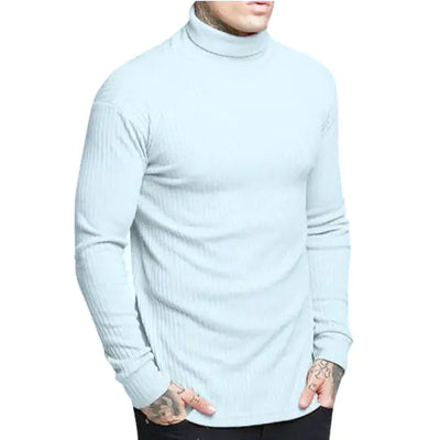 Casual Men's High Neck Solid Color Knitwear