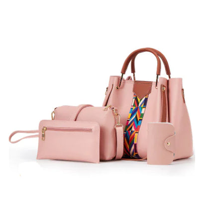 Fashionable Women's 4-Piece Handbag Set (Tote & Crossbody)