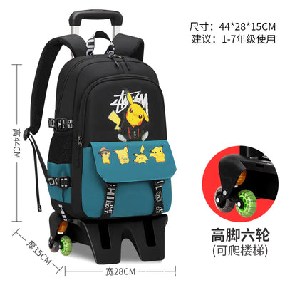 Pikachu Rolling Backpack for Elementary Students
