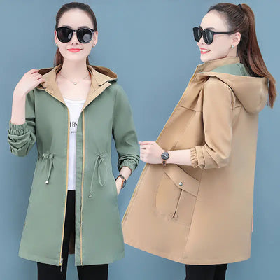 Reversible Mid-Length Women's Spring and Autumn Coat
