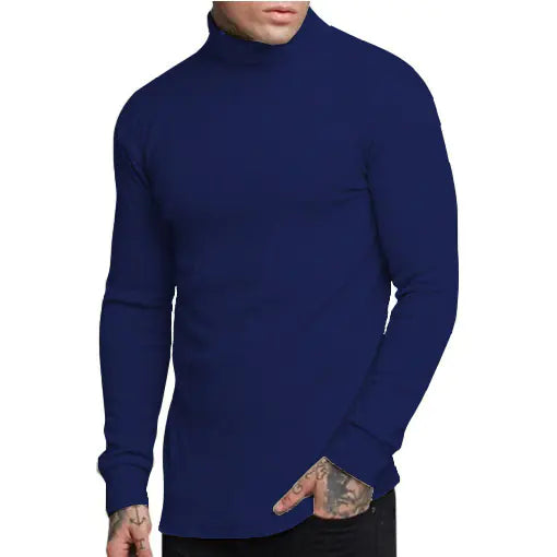 Casual Men's High Neck Solid Color Knitwear