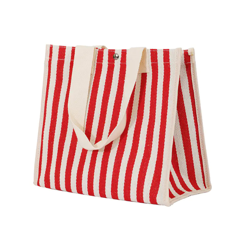 Women's Striped Canvas Tote Bag - Versatile Handbag