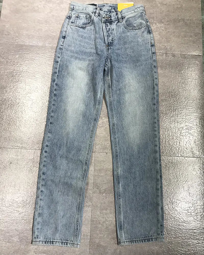 Wide-Legged Straight Pile Pants with Cross-Waist Design