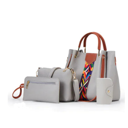 Fashionable Women's 4-Piece Handbag Set (Tote & Crossbody)