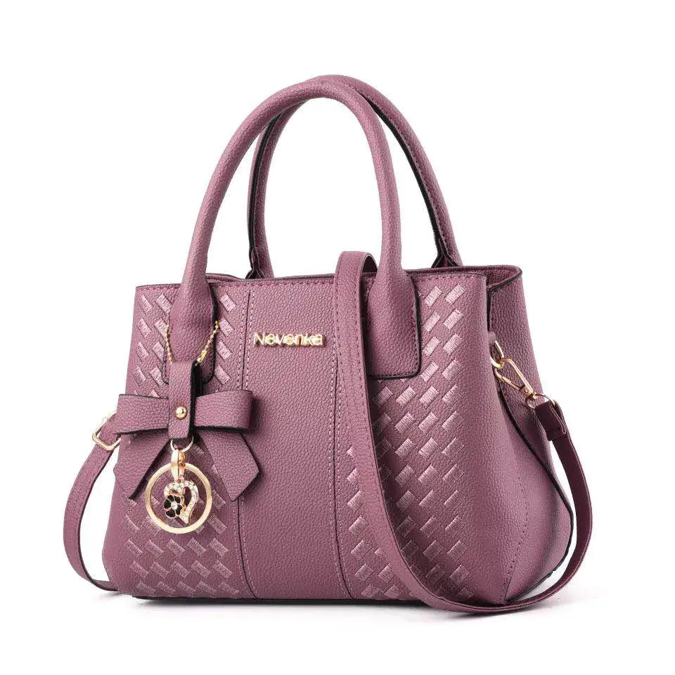 Embroidered Bow Handbag - Casual Shoulder Tote Bag
