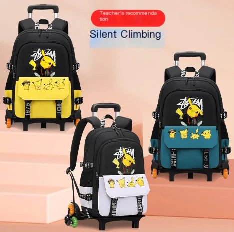 Pikachu Rolling Backpack for Elementary Students