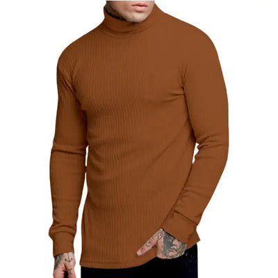 Casual Men's High Neck Solid Color Knitwear