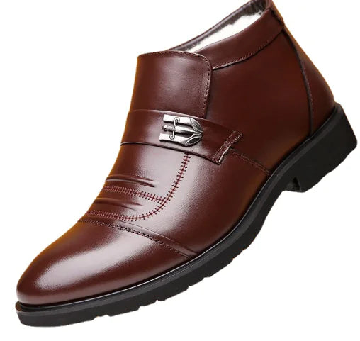 Solid Color High-Top Flat Heel Winter Leisure Set