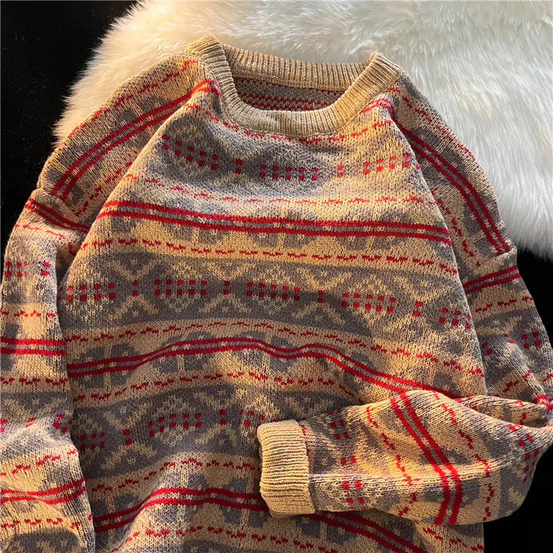 Men's Retro Ethnic Loose Warm Leisure Sweater