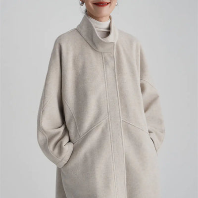 Long Women's Woolen Overcoat