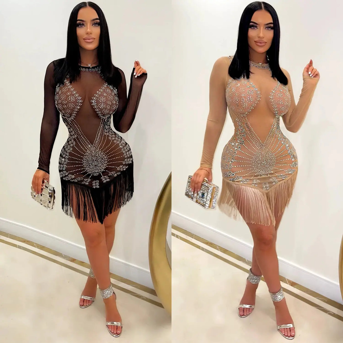 Women's Fashion Mesh Tassel Dress