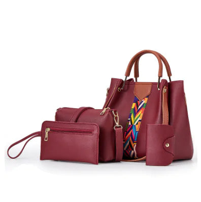Fashionable Women's 4-Piece Handbag Set (Tote & Crossbody)