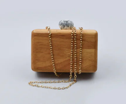 Women's Fashion Solid Color Wooden Clutch Bag