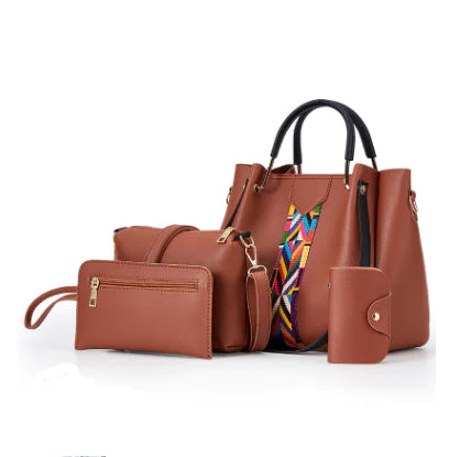 Fashionable Women's 4-Piece Handbag Set (Tote & Crossbody)