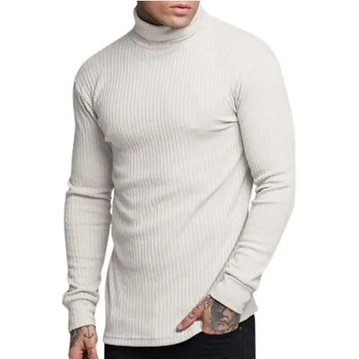 Casual Men's High Neck Solid Color Knitwear