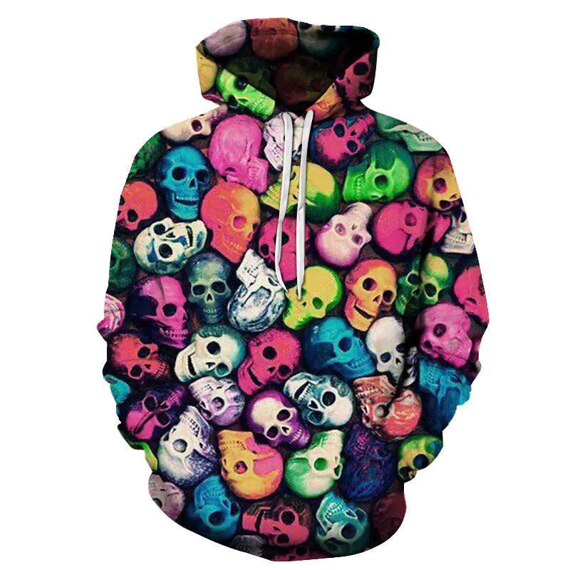 3D Printed Custom Skull Hoodie - Unique Design