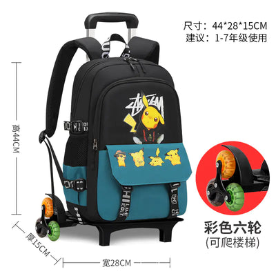 Pikachu Rolling Backpack for Elementary Students