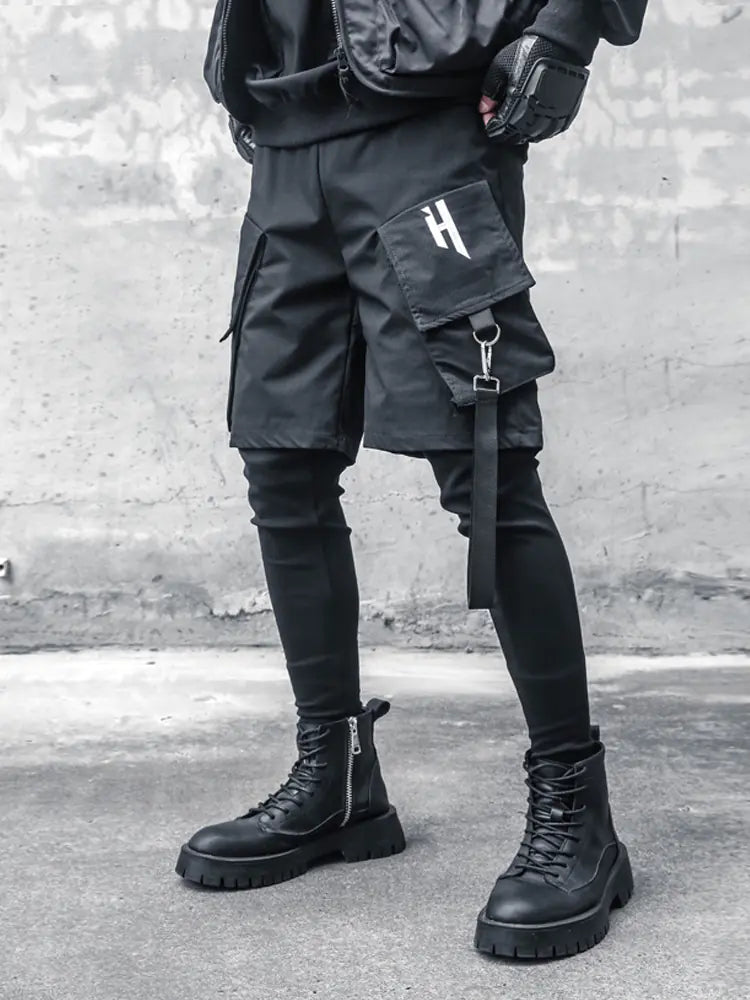 Men's Summer Diagonal Pocket Overalls Shorts Trendy