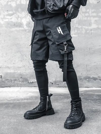 Men's Summer Diagonal Pocket Overalls Shorts Trendy