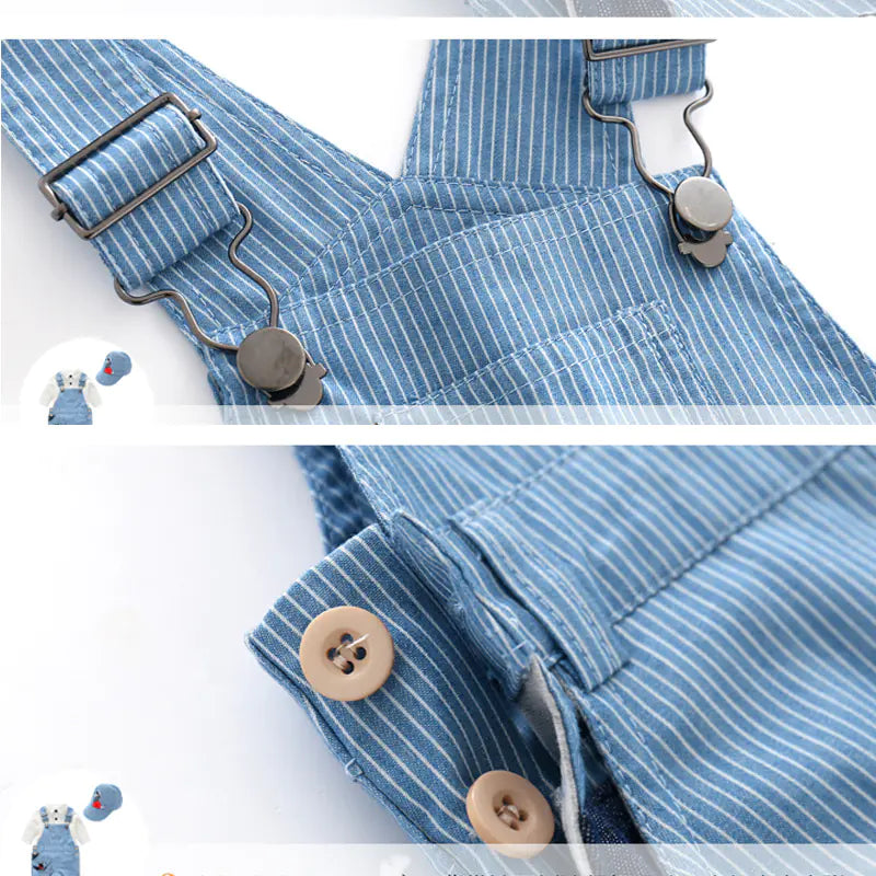 Cute Baby Outfit Set with Overalls, Hat, and Shirt