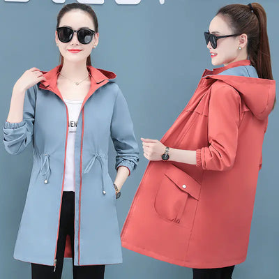 Reversible Mid-Length Women's Spring and Autumn Coat