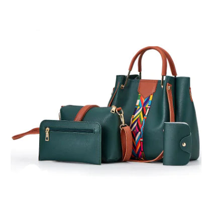 Fashionable Women's 4-Piece Handbag Set (Tote & Crossbody)