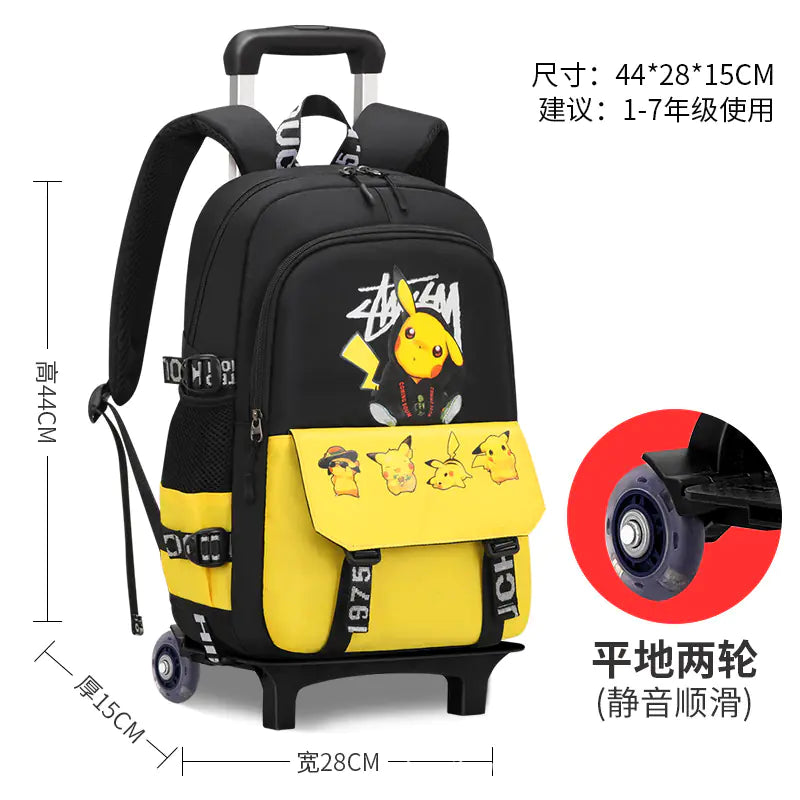 Pikachu Rolling Backpack for Elementary Students