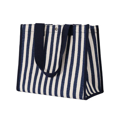 Women's Striped Canvas Tote Bag - Versatile Handbag