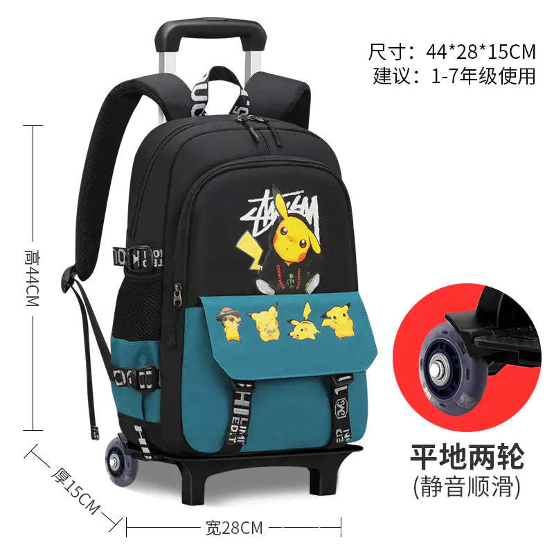 Pikachu Rolling Backpack for Elementary Students
