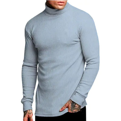 Casual Men's High Neck Solid Color Knitwear
