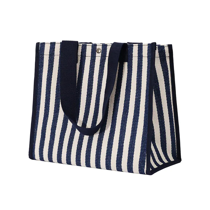 Women's Striped Canvas Tote Bag - Versatile Handbag