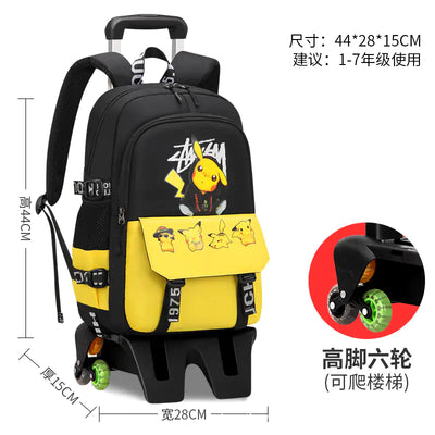 Pikachu Rolling Backpack for Elementary Students