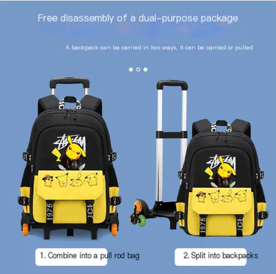 Pikachu Rolling Backpack for Elementary Students