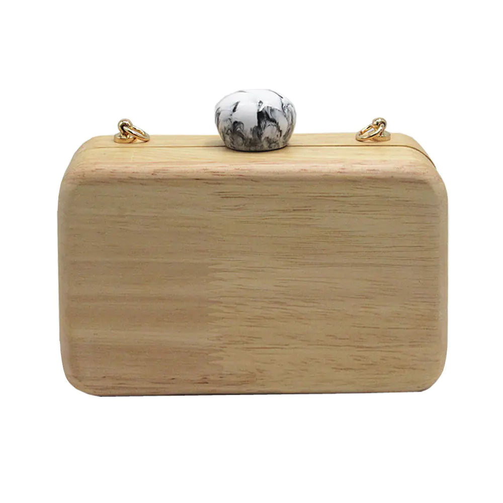 Women's Fashion Solid Color Wooden Clutch Bag