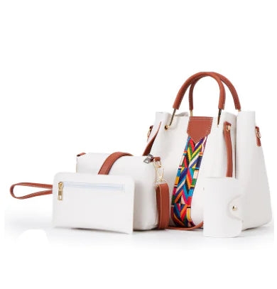Fashionable Women's 4-Piece Handbag Set (Tote & Crossbody)