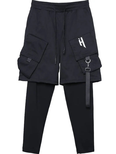 Men's Summer Diagonal Pocket Overalls Shorts Trendy