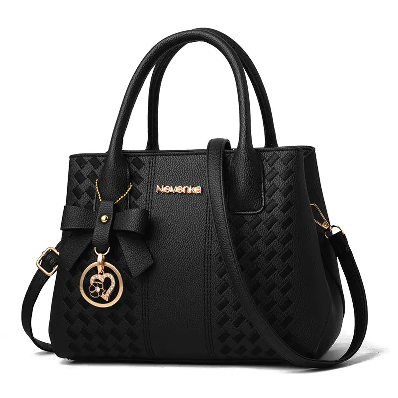 Embroidered Bow Handbag - Casual Shoulder Tote Bag
