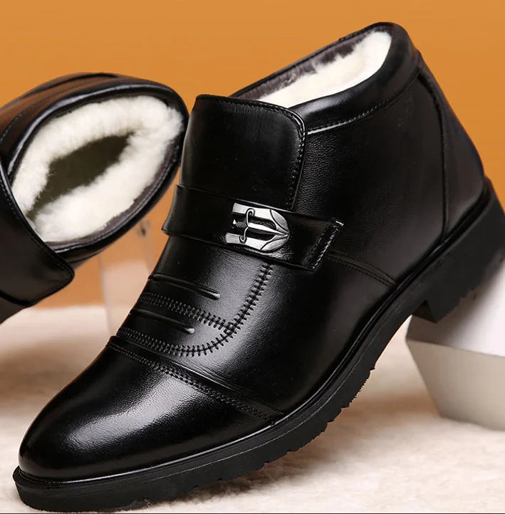 Solid Color High-Top Flat Heel Winter Leisure Set