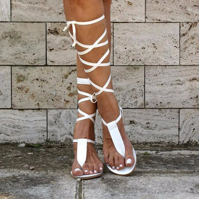 Summer European American Thin Strap Flat Sandals