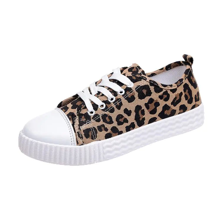 Persian Cat Leopard Print Canvas Sneakers for Women