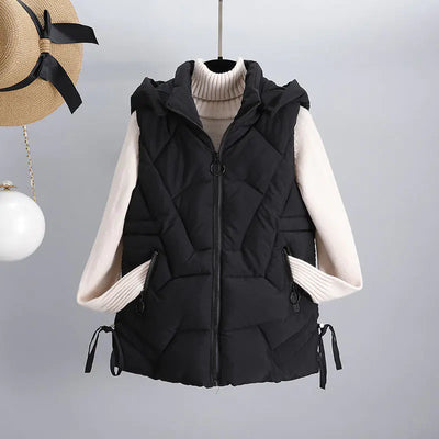 Women's Down Cotton Vest with Detachable Hood