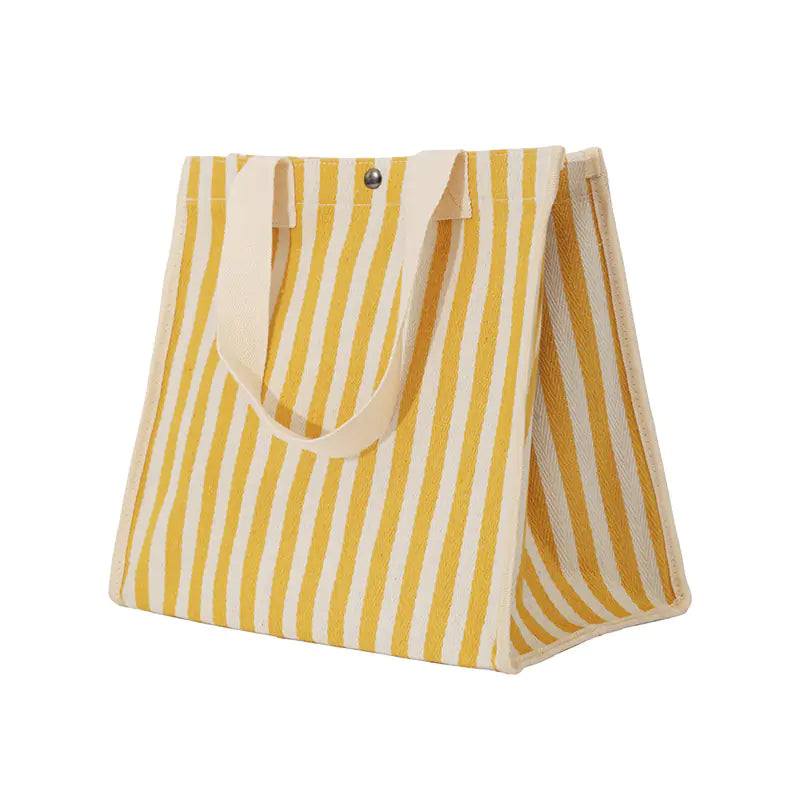 Women's Striped Canvas Tote Bag - Versatile Handbag