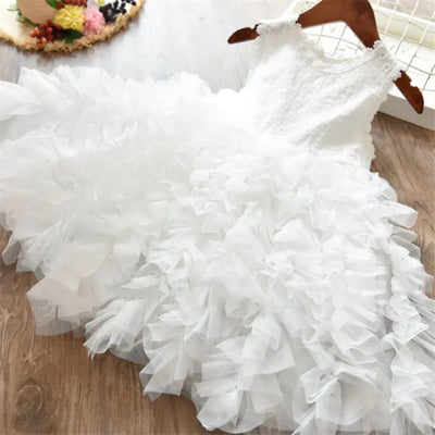 Floral Embroidered Lace Princess Dress for Girls