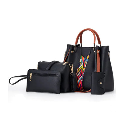 Fashionable Women's 4-Piece Handbag Set (Tote & Crossbody)