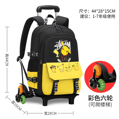 Pikachu Rolling Backpack for Elementary Students