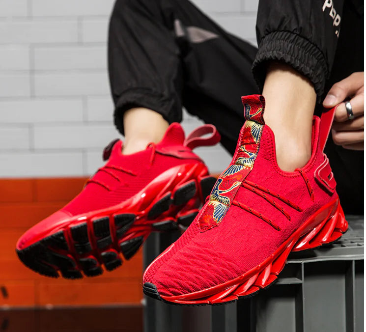 Hip-Hop Trend Men's Running Shoes - Breathable Knit Design