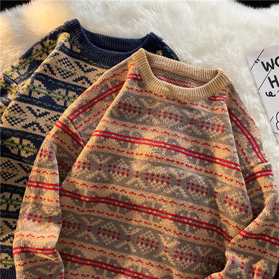 Men's Retro Ethnic Loose Warm Leisure Sweater