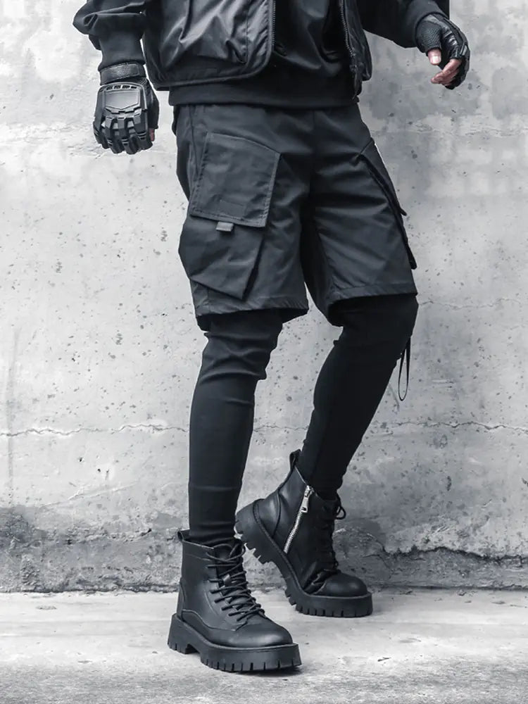 Men's Summer Diagonal Pocket Overalls Shorts Trendy