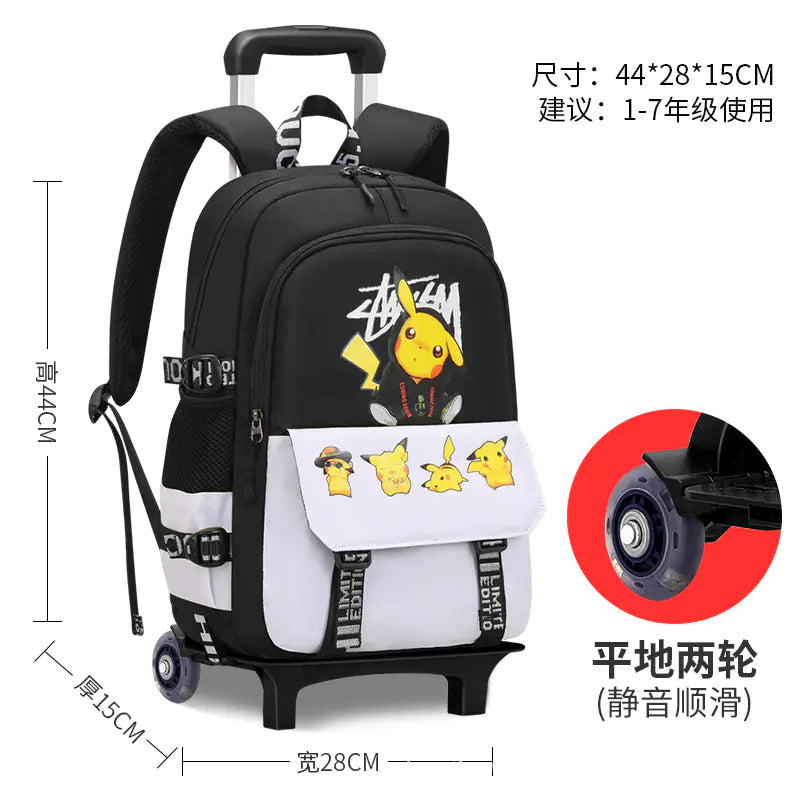 Pikachu Rolling Backpack for Elementary Students