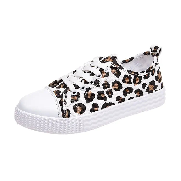 Persian Cat Leopard Print Canvas Sneakers for Women